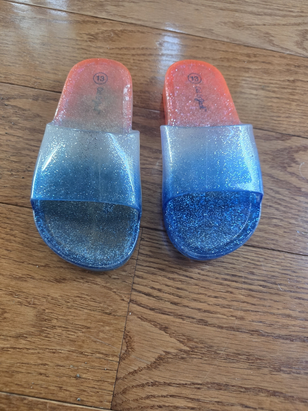 Cat & Jack Kids Glitter Ombre Slide Sandals - Blue & Orange